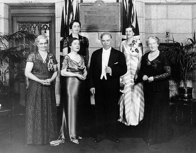 The Famous Five with Prime Minister William Lyon Mackensie King. 